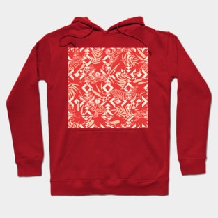 Tigers and Leaves with Tribal Shapes in Red Hoodie